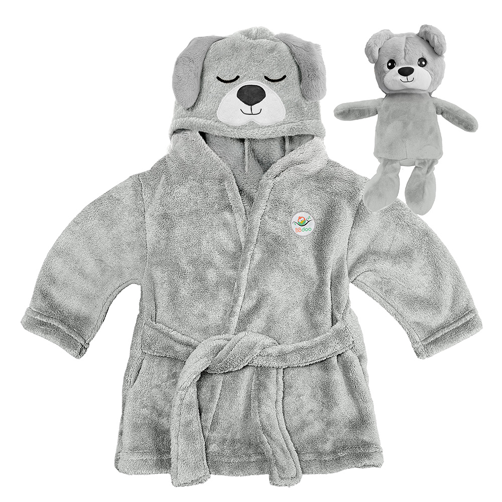 Image Baby Bathrobe with Push-Dog - Grey